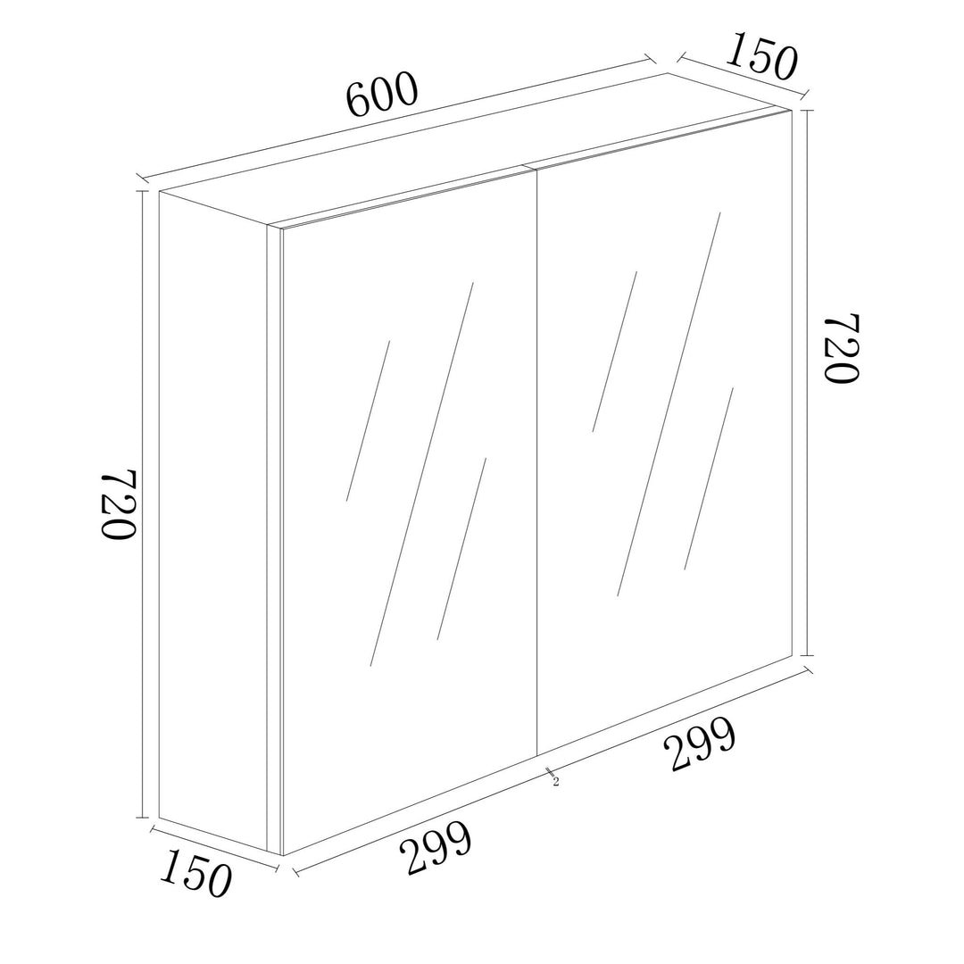MDF Shaving Cabinet 600mm - Gloss White