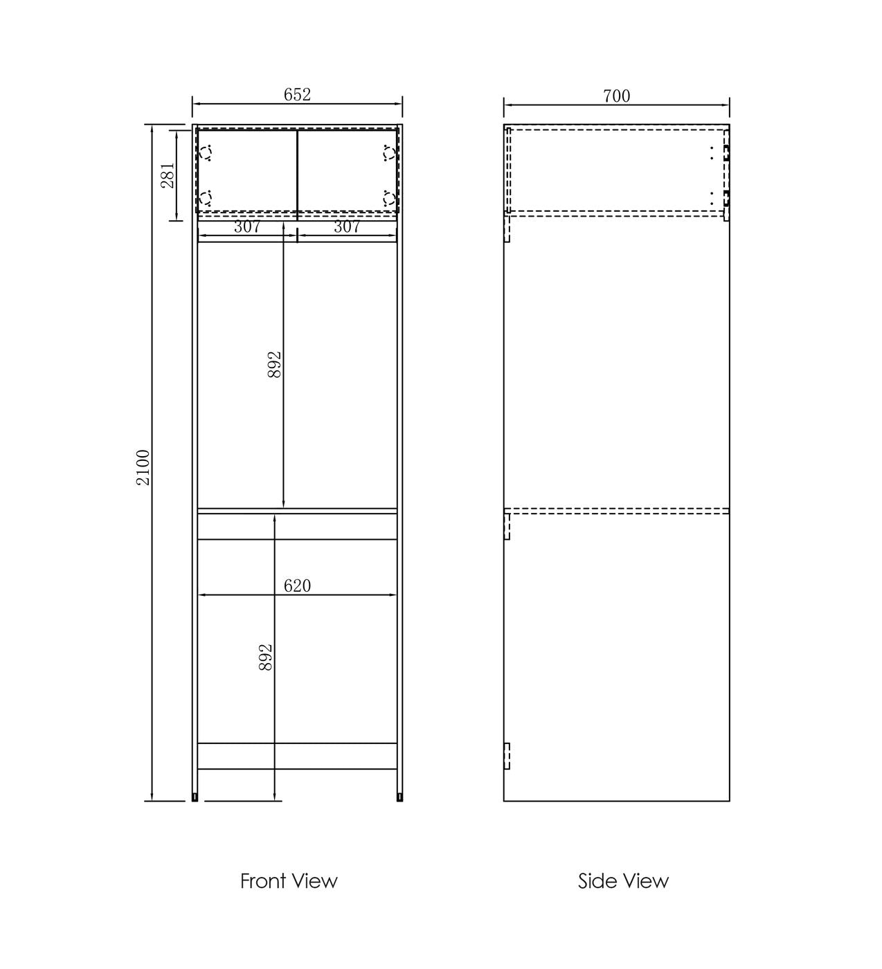Otti Hampshire Laundry 2100 Black Tall Washing Machine Cabinet