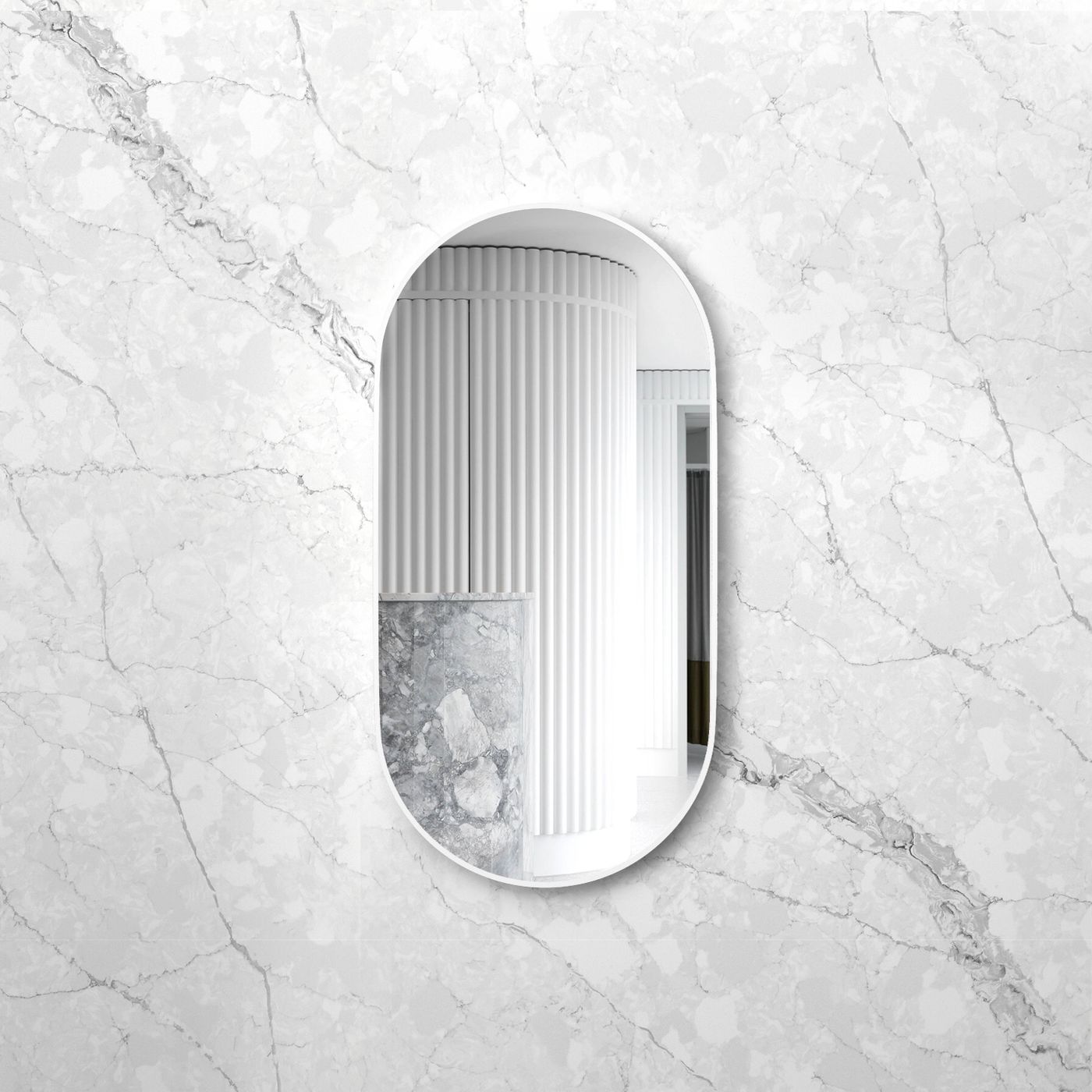 Otti Noosa 1200(W)x600(H) White Metal Frame Mirror- Install Horizontal or Vertical