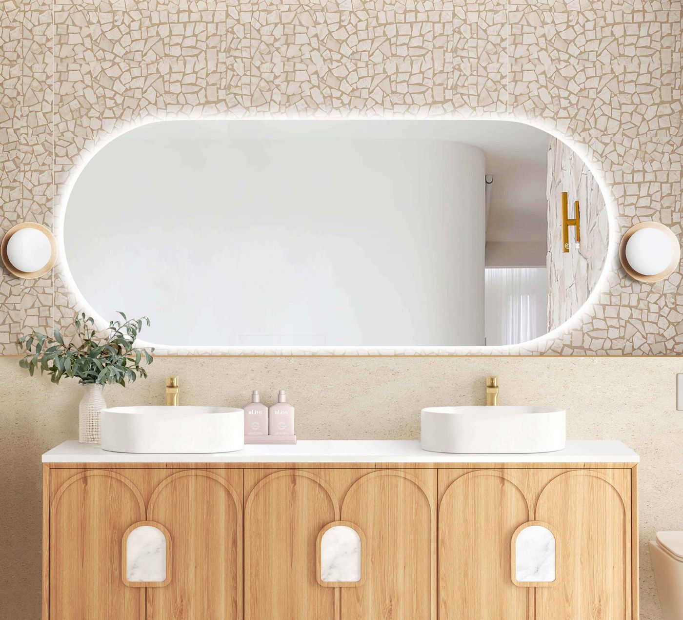 Otti LED Noosa 1800(W)x750(H) Frameless Mirror - Install Horizontal or Vertical