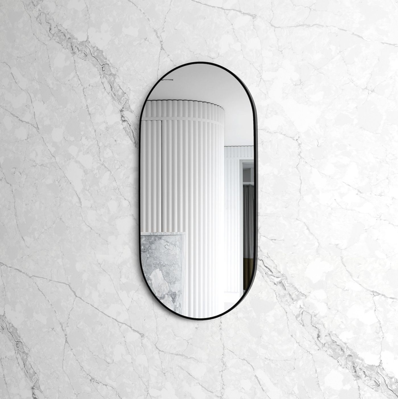 Otti Noosa 1200(W)x600(H) Black Metal Frame Mirror- Install Horizontal or Vertical