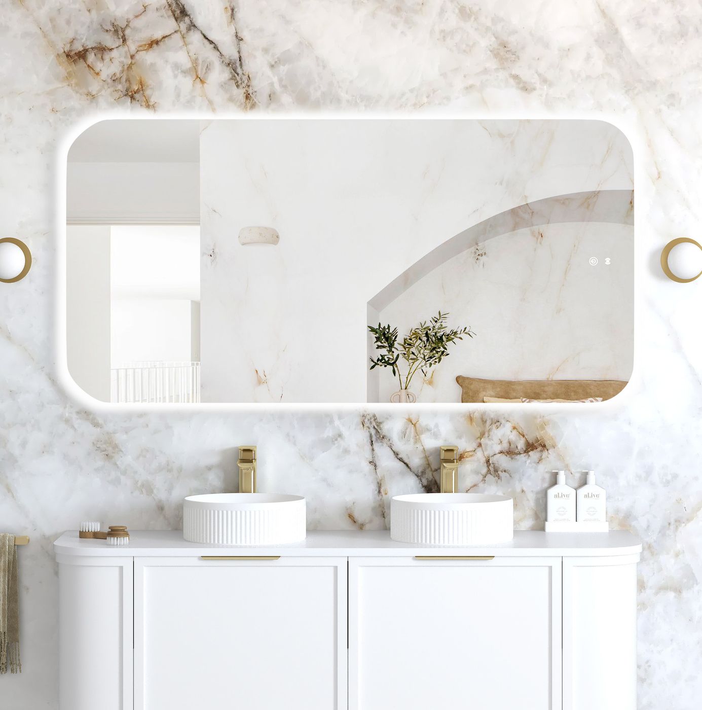 Otti LED Newport 1500(W)x750(H) Frameless Mirror - Install Horizontal or Vertical
