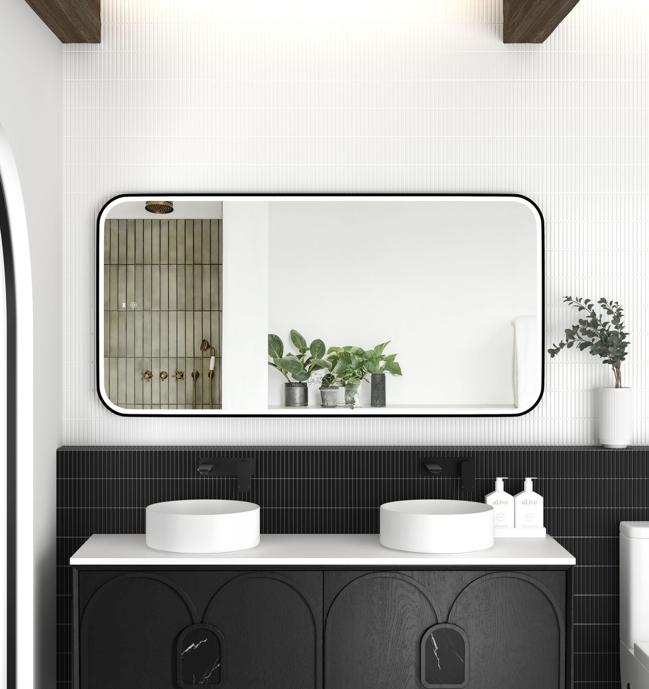 Otti LED Newport 1500(W)x750(H) Black Metal Frame Mirror- Install Horizontal or Vertical
