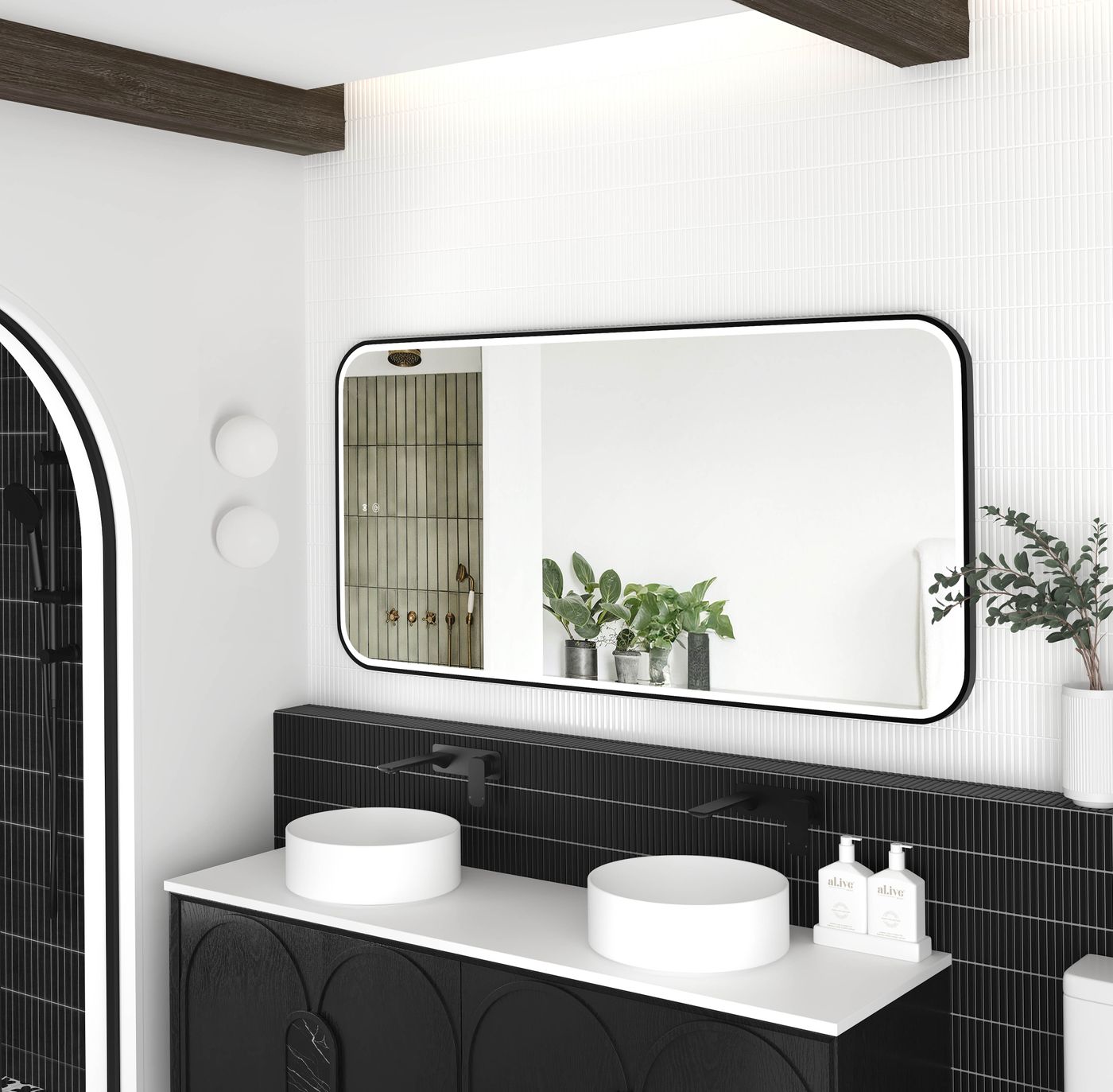 Otti LED Newport 1500(W)x750(H) Black Metal Frame Mirror- Install Horizontal or Vertical