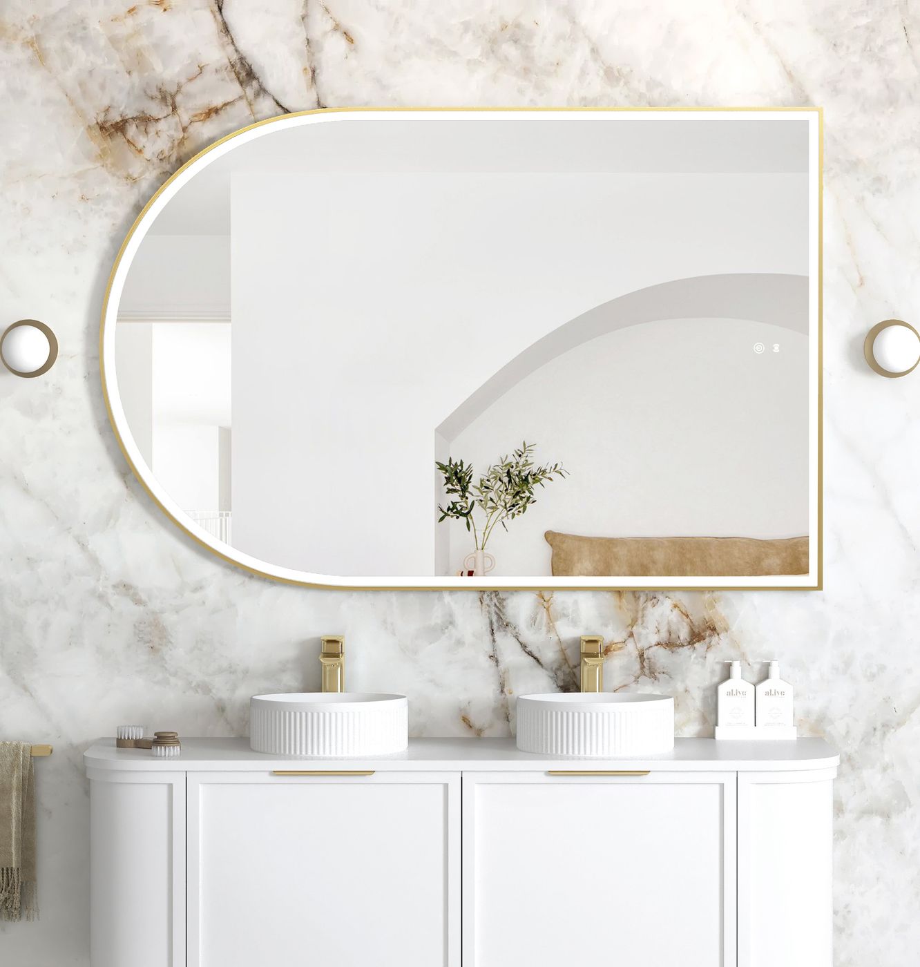 Otti LED Archie 1500(H)x1000(W) Gold Metal Frame Mirror