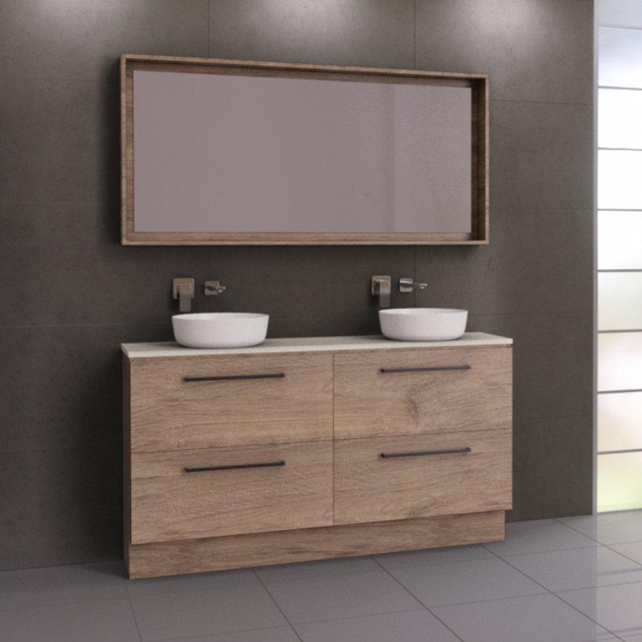 Timberline Billie 1500mm Vanity Double Bowl - Ideal Bathroom CentreBI152MFFreestanding On KickboardSilk SurfaceAbove Counter Top
