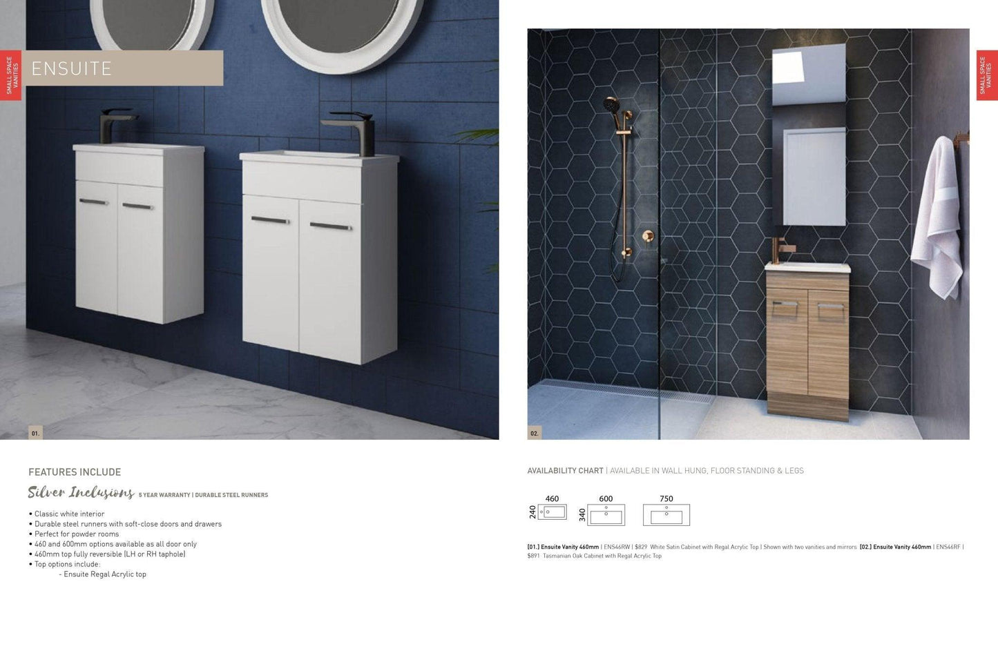 Timberline Ensuite 750mm Vanity - Ideal Bathroom CentreENS75RFFreestanding On Kickboard
