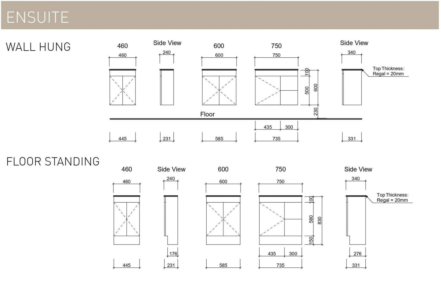 Timberline Ensuite 750mm Vanity - Ideal Bathroom CentreENS75RFFreestanding On Kickboard