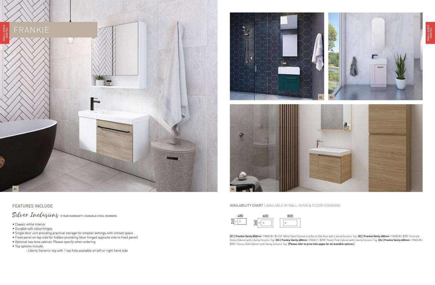 Timberline Frankie 800mm Vanity - Ideal Bathroom CentreFR80LWWall Hung