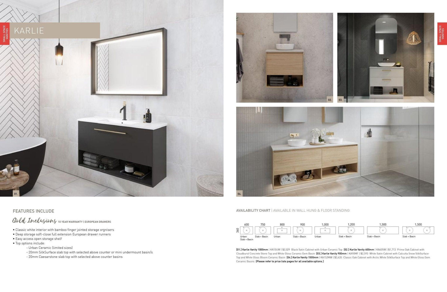 Timberline Karlie 800mm Vanity - Ideal Bathroom CentreKA80MFFreestanding On KickboardSilk Surface Stone Top