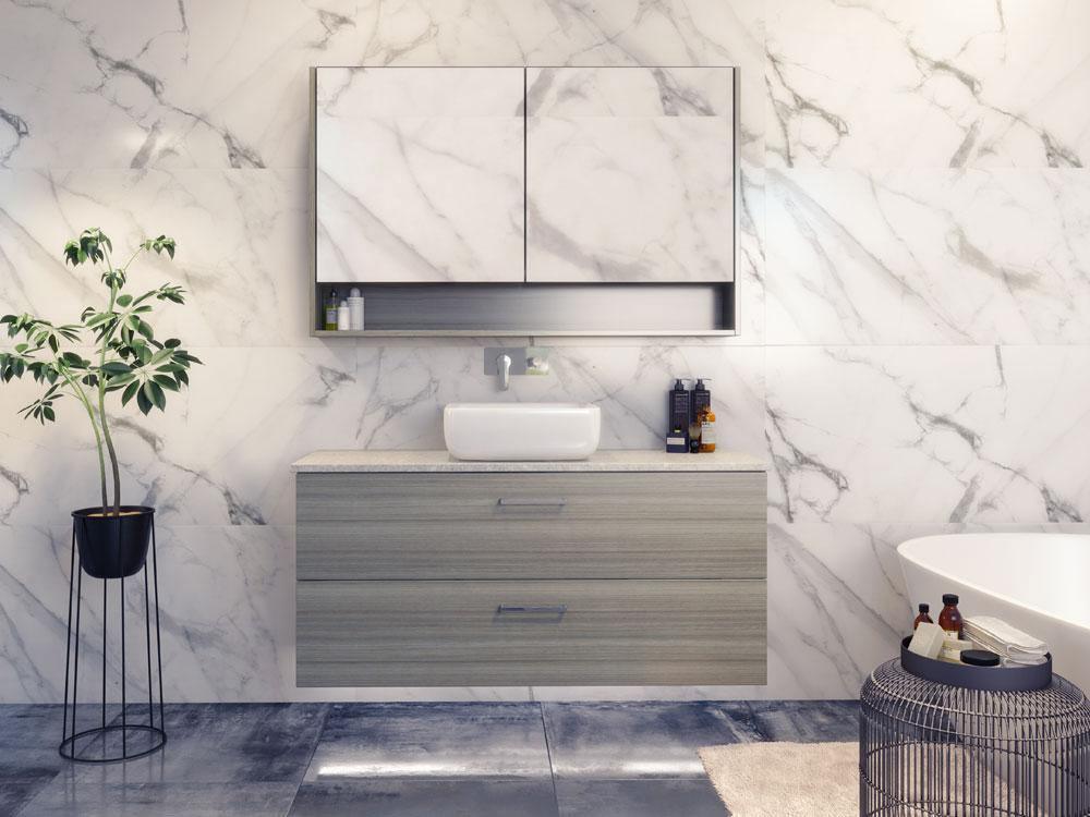 Timberline Nevada Plus 1200mm Wall Hung Vanity with Silk Surface Top & White Gloss Ceramic - Ideal Bathroom CentreNP12MW