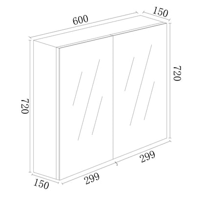 MDF Shaving Cabinet 600mm - Gloss White