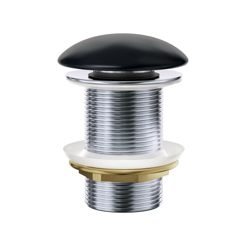 32/40mm Chrome Solid Brass Basin Pop-Up Waste with Ceramic Cap - Matt Black (No Overflow)