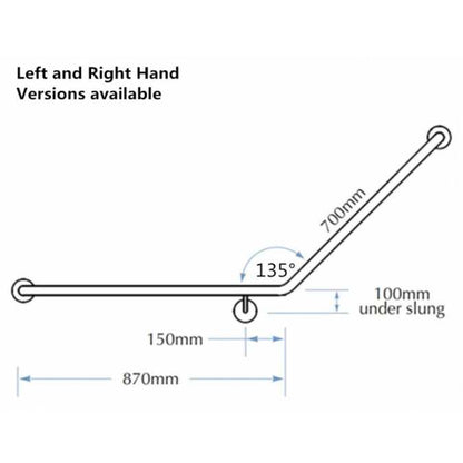 Assist Grab Rail 870*700mm Left Hand Bar Assist Angle Ambulant Accessories Special Needs Stainless Steel 304
