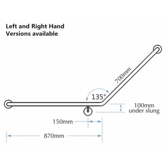 Assist Grab Rail 870*700mm Left Hand Bar Assist Angle Ambulant Accessories Special Needs Stainless Steel 304