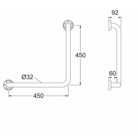 Assist Grab Rail Bar 90 Degree Ambulant Accessories Special Needs With Concealed Wall Flanges Stainless Steel 304