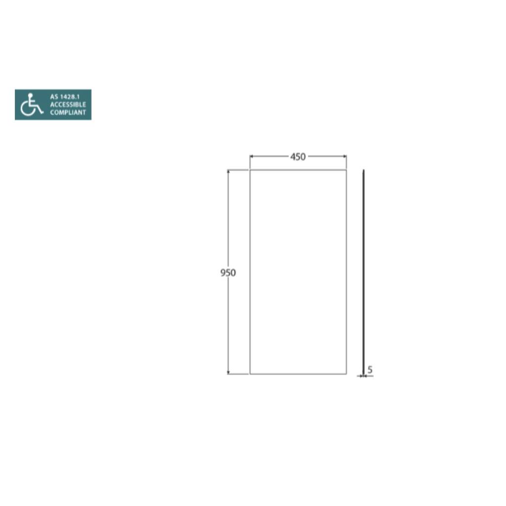Accessible Pencil Edge Rectangular Mirror 450 x 950mm
