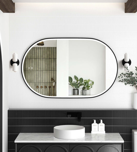 Otti LED Noosa 900(H)x600(W) Black Metal Frame Mirror- Install Horizontal or Vertical