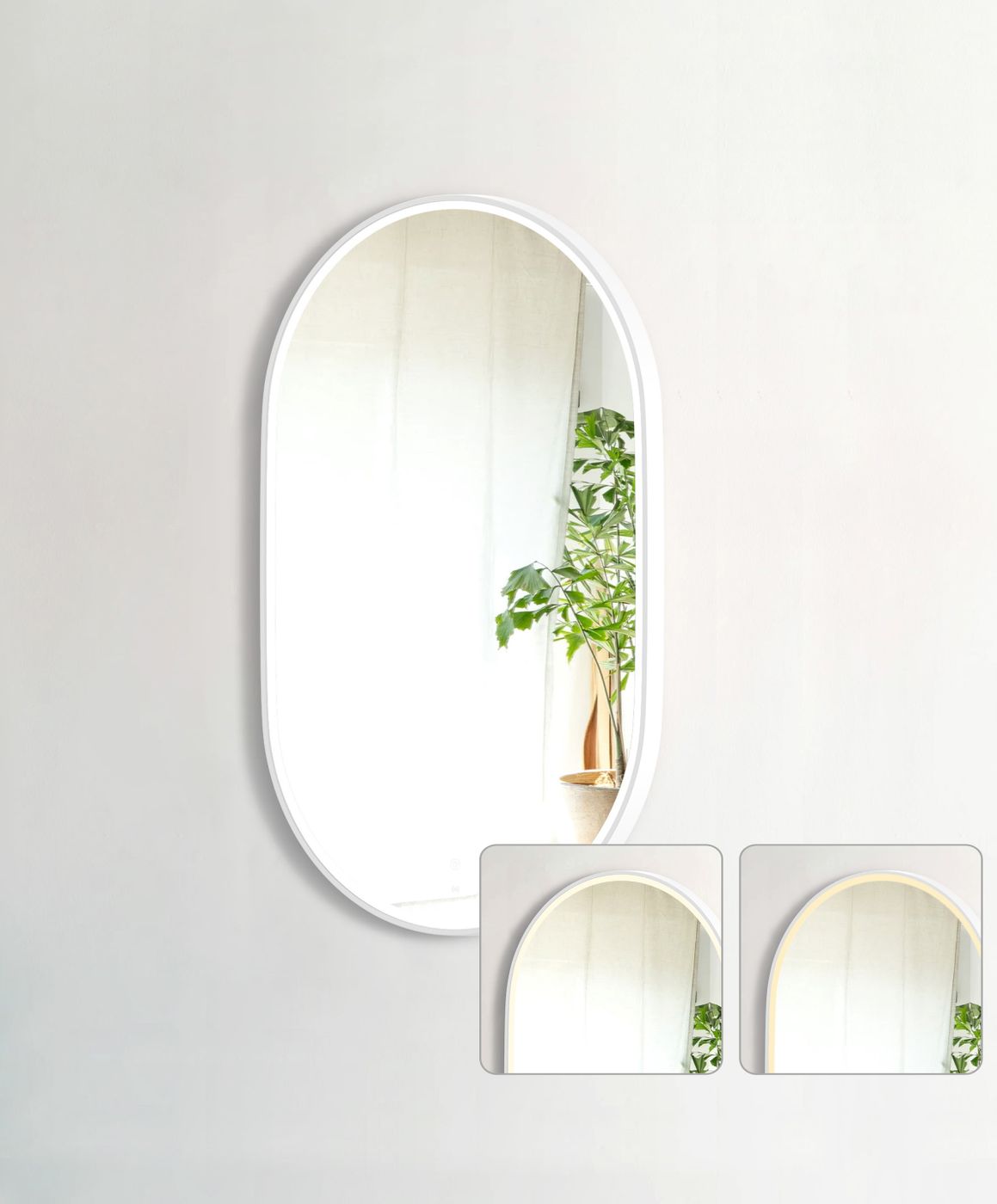 Otti LED Noosa 900(H)x600(W) White Metal Frame Mirror- Install Horizontal or Vertical