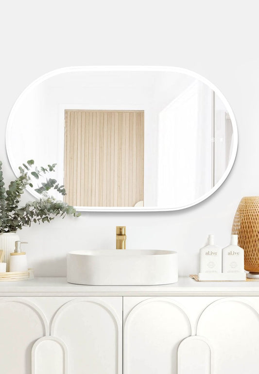 Otti LED Noosa 900(H)x600(W) White Metal Frame Mirror- Install Horizontal or Vertical