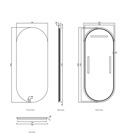 Otti LED Noosa 1800(W)x750(H) Frameless Mirror - Install Horizontal or Vertical