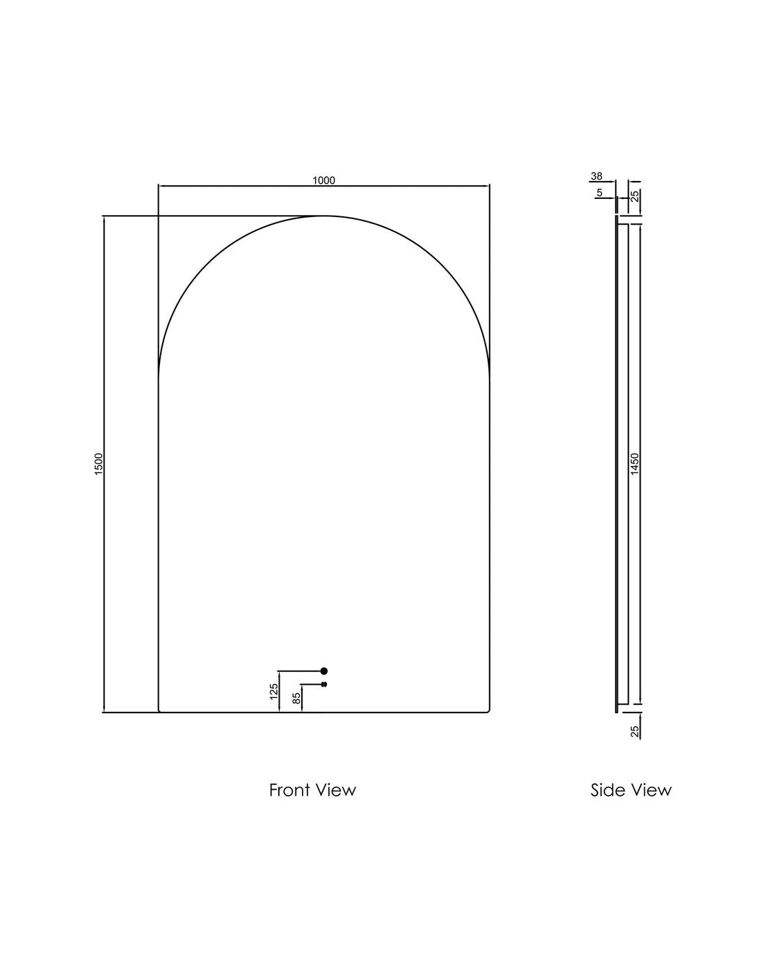 Otti LED Archie 1500(H)x1000(W) Frameless Mirror