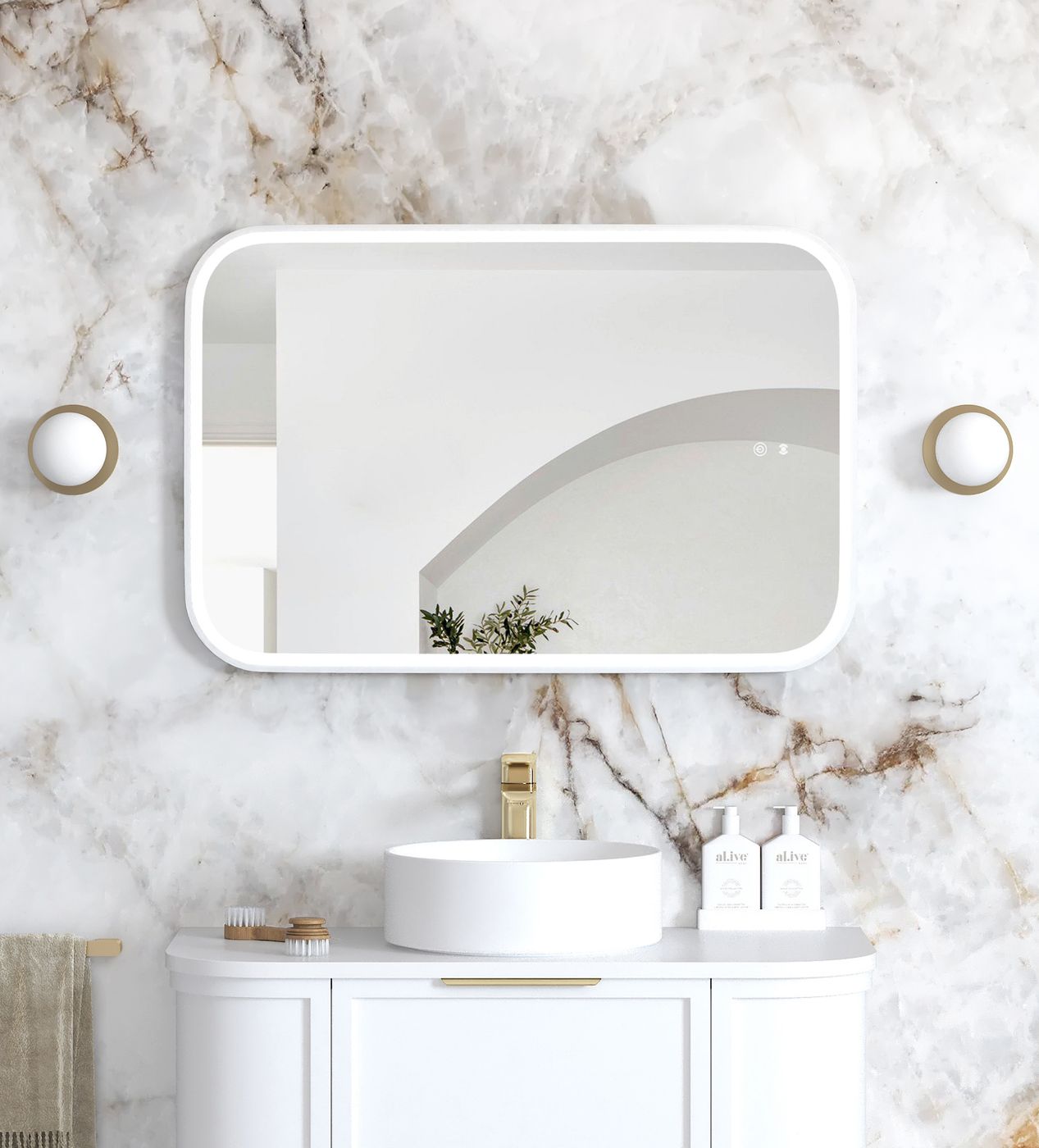 Otti LED Newport 900(H)x600(W) White Metal Frame Mirror- Install Horizontal or Vertical