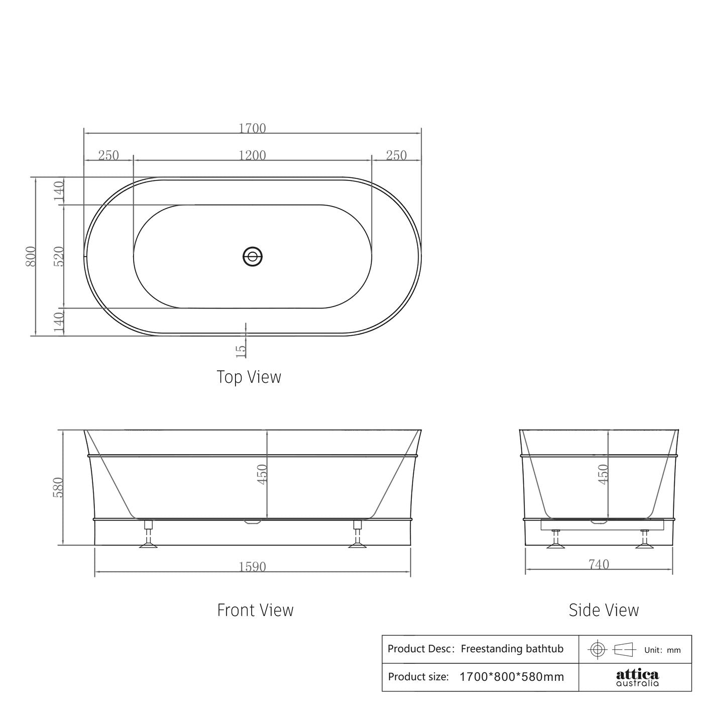 Otti Attica Bondi 1700 Gloss White Bath
