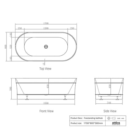 Otti Attica Bondi 1700 Gloss White Bath
