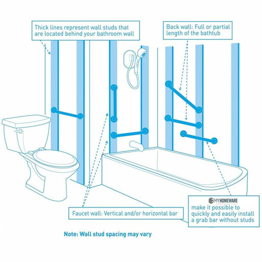 400mm Bathroom Grab Bar Silver Finish Handicap Disabled Toilet Stainless Steel