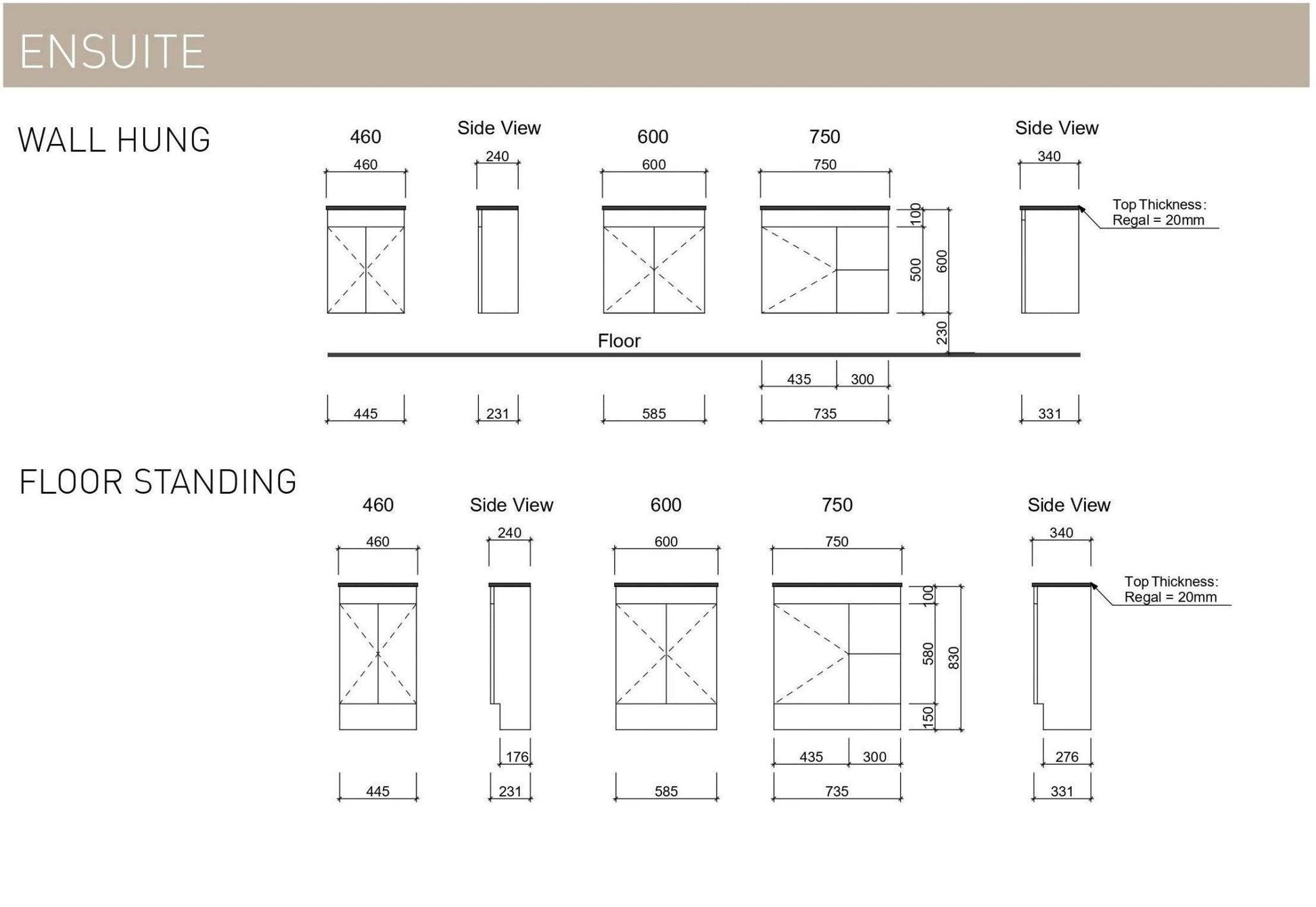 Timberline Ensuite 750mm Vanity - Ideal Bathroom CentreENS75RFFreestanding On Kickboard