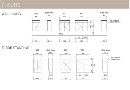 Timberline Ensuite 750mm Vanity - Ideal Bathroom CentreENS75RFFreestanding On Kickboard