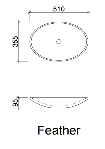 Timberline Feather 510*355mm Basin - Ideal Bathroom CentreBAS50FE