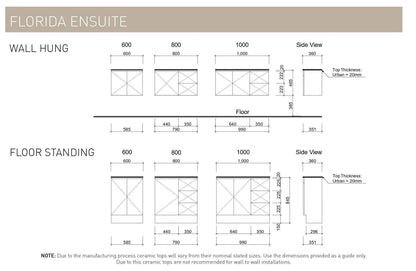 Timberline Florida Ensuite 600mm Vanity - Ideal Bathroom CentreF60FUFreestanding On Kickboard