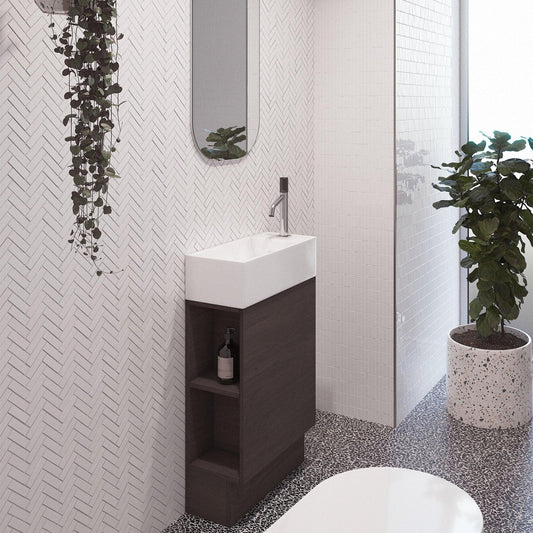 Timberline Lottie 480mm Small Space Vanity - Ideal Bathroom CentreLO48LFFreestanding On Kickboard