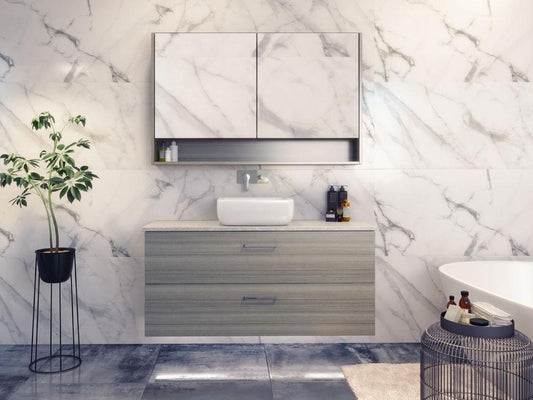 Timberline Nevada Plus 1200mm Wall Hung Vanity with Silk Surface Top & White Gloss Ceramic - Ideal Bathroom CentreNP12MW
