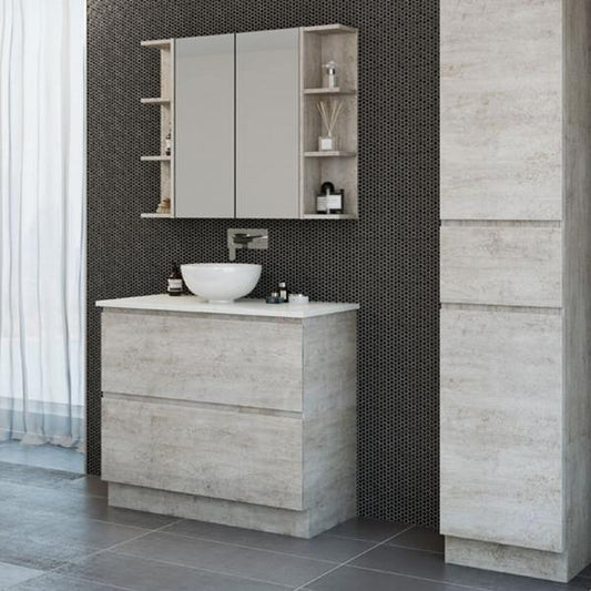 Timberline Nevada Plus 900mm Freestanding Vanity with Silk Surface Top & White Gloss Ceramic - Ideal Bathroom CentreNP90MF